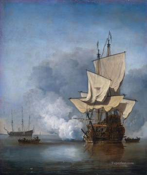 buque de guerra disparado 1600 Pinturas al óleo